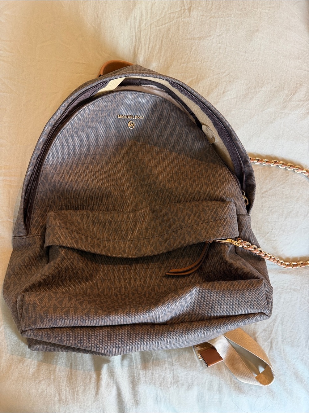 Michael Kors Brown Logo Backpack